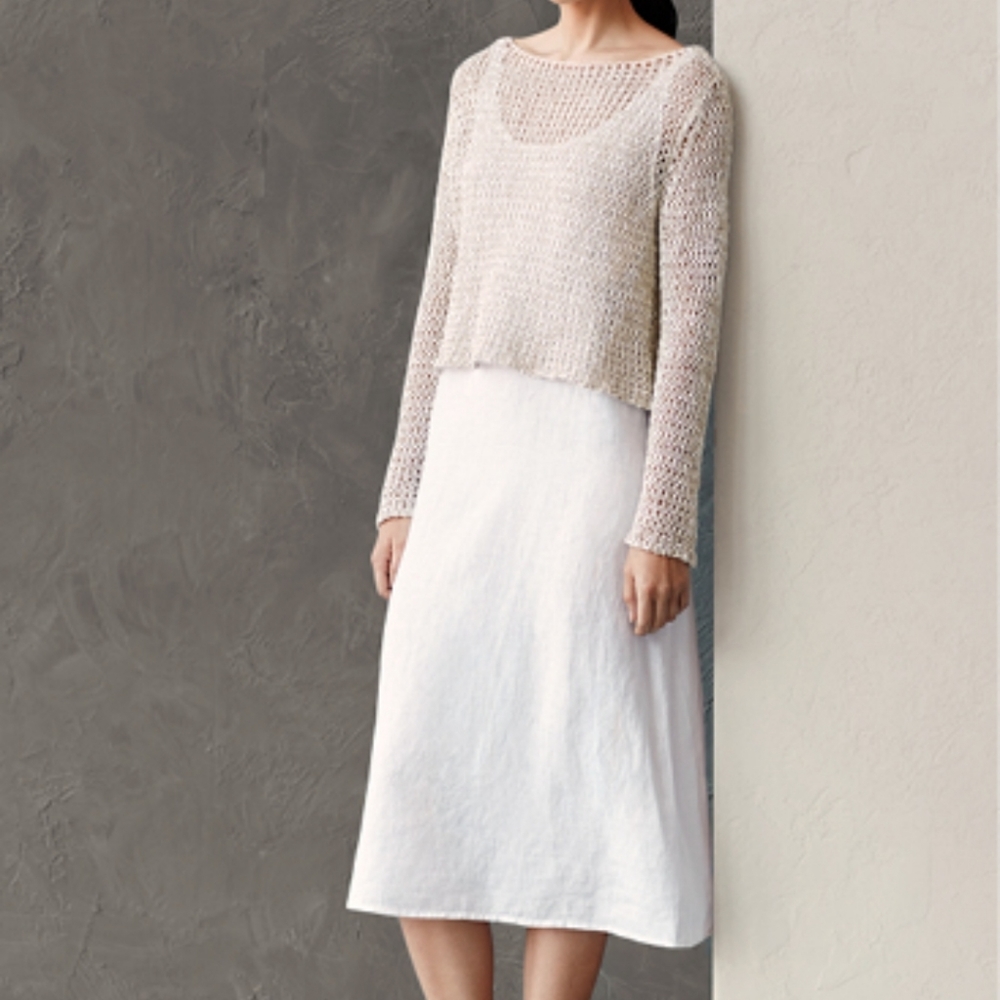 Eileen Fisher GREEN Icon Linen Dress - M
